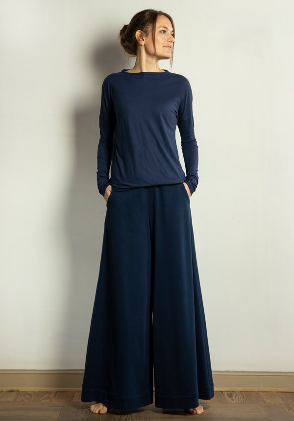 Rose & Lini BARBARA TANI COTTON & CASHMERE “TSHIRT 1585 CCL” BLUE Negozi Online