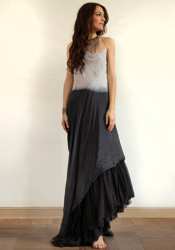 Rose & Lini MARC LE BIHAN SILK “ROBE 2111” IVORY & BLACK DRESS In Vendita