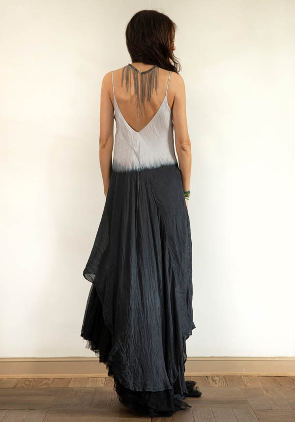 Rose & Lini MARC LE BIHAN SILK “ROBE 2111” IVORY & BLACK DRESS In Vendita
