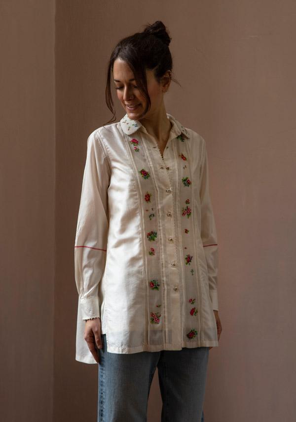 Rose & Lini PERO “PLA01” PEARL EMBROIDERED SHIRT Saldi