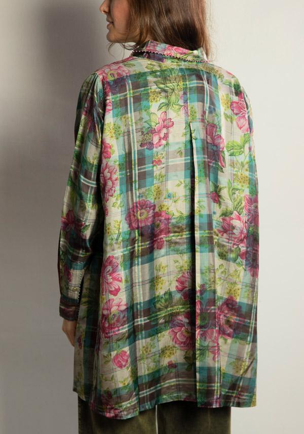 Rose & Lini PERO SILK FLORAL “SHIRT PLA02” GREEN Offerte