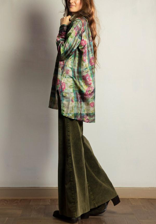 Rose & Lini PERO SILK FLORAL “SHIRT PLA02” GREEN Offerte