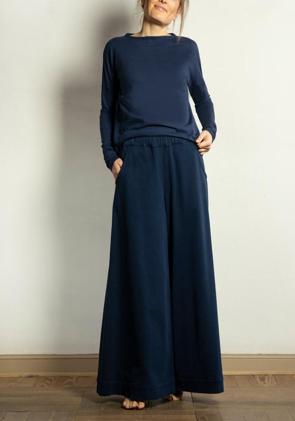 Rose & Lini BARBARA TANI COTTON “PANTS 457 C01” BLUE Vendita Economica