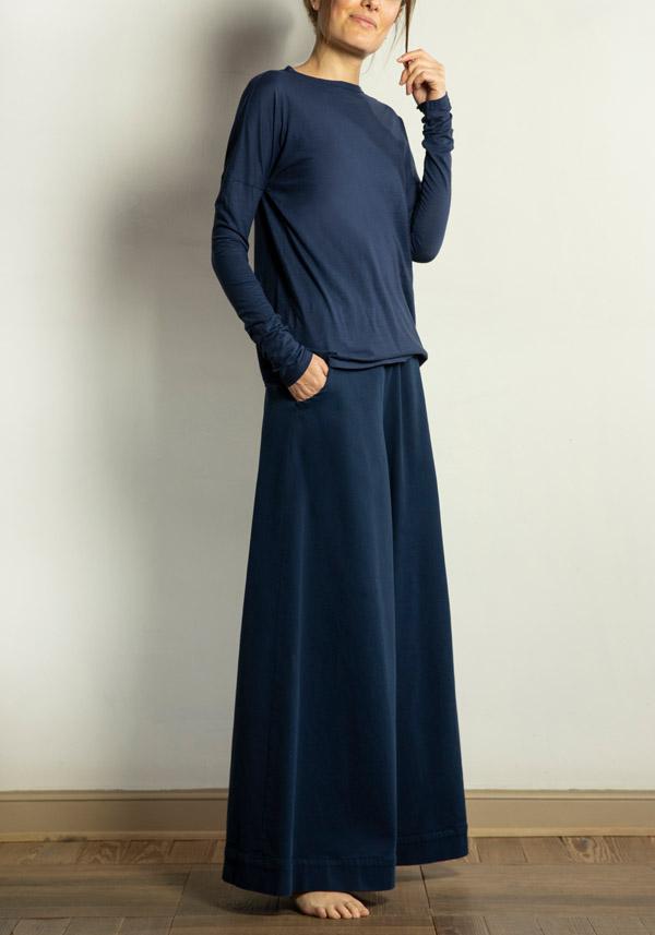 Rose & Lini BARBARA TANI COTTON “PANTS 457 C01” BLUE Vendita Economica