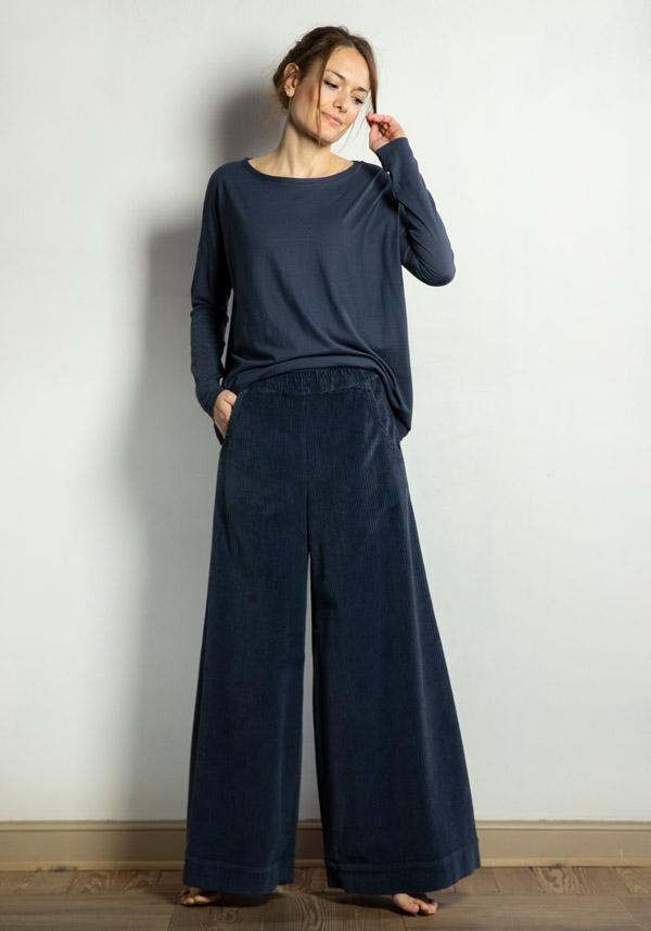 Rose & Lini BARBARA TANI COTTON “PANTS 457 V03” CORDUROY LAVAGNA Vendite Flash