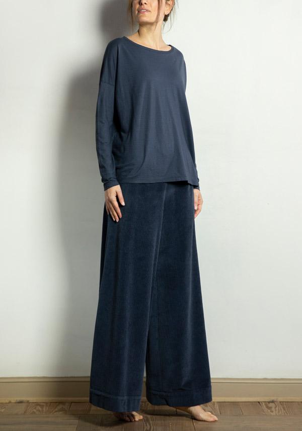 Rose & Lini BARBARA TANI COTTON “PANTS 457 V03” CORDUROY LAVAGNA Vendite Flash