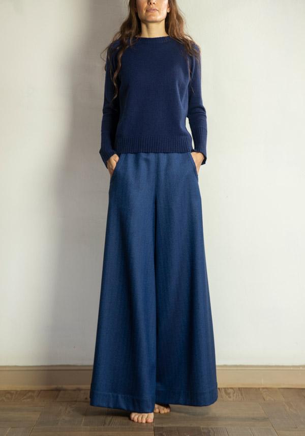 Rose & Lini BARBARA TANI WOOL & CASHMERE “PANTS 457 LANA” BLUETTE Nuova
