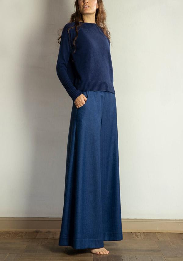 Rose & Lini BARBARA TANI WOOL & CASHMERE “PANTS 457 LANA” BLUETTE Nuova