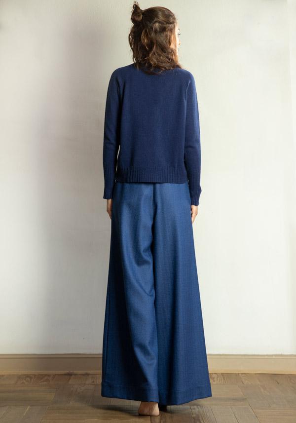 Rose & Lini BARBARA TANI WOOL & CASHMERE “PANTS 457 LANA” BLUETTE Nuova