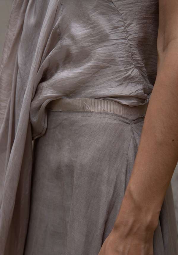 Rose & Lini MARC LE BIHAN TAUPE LINEN LONG “SKIRT 2510” Moda