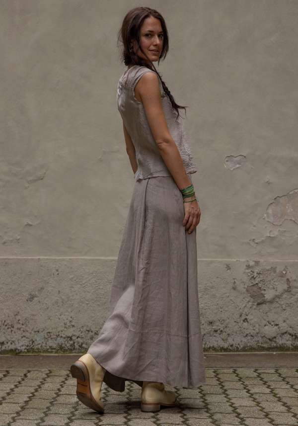 Rose & Lini MARC LE BIHAN TAUPE LINEN LONG “SKIRT 2510” Moda