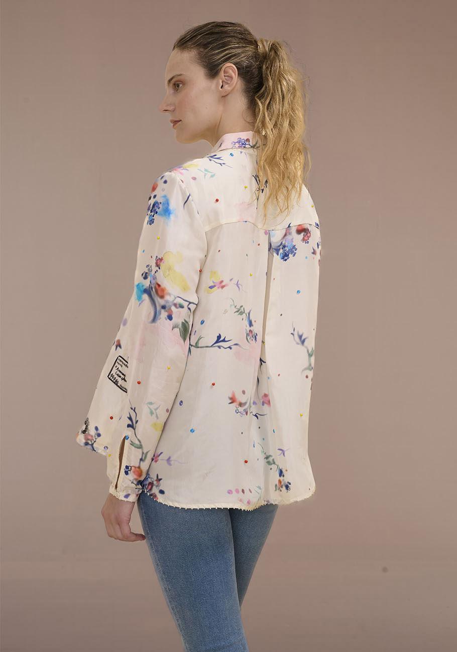 Rose & Lini AN AN LONDREE SILK “NOTE BLOUSE” WHITE Offerta speciale