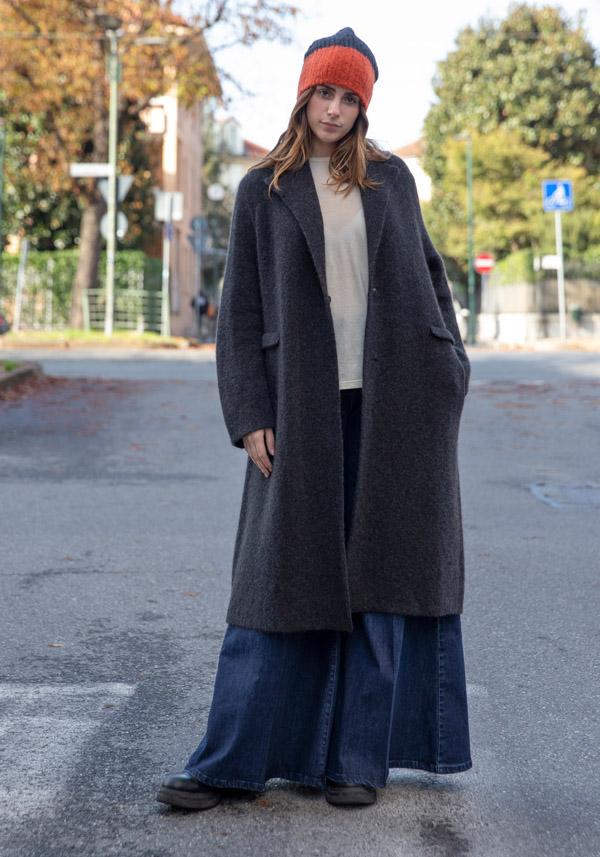 Rose & Lini BOBOUTIC CASHMERE & SILK COAT “4788” CHARCOAL Grande vendita