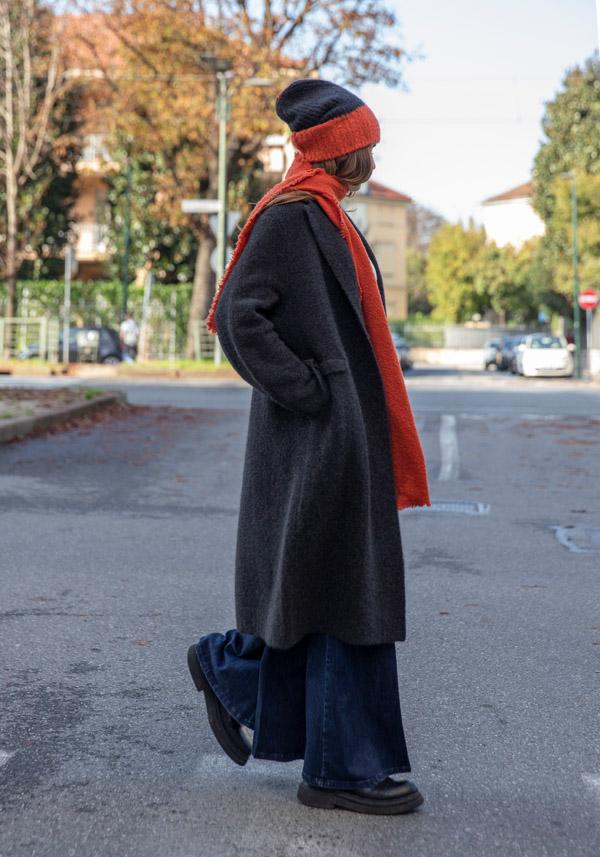 Rose & Lini BOBOUTIC CASHMERE & SILK COAT “4788” CHARCOAL Grande vendita