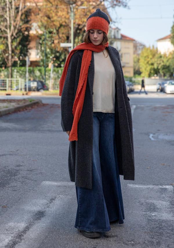 Rose & Lini BOBOUTIC CASHMERE & SILK COAT “4788” CHARCOAL Grande vendita