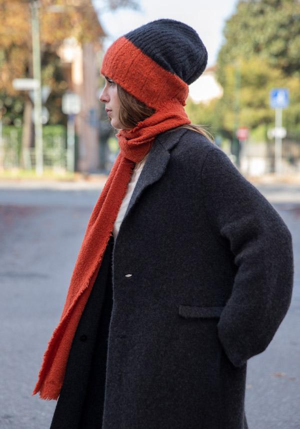 Rose & Lini BOBOUTIC CASHMERE & SILK COAT “4788” CHARCOAL Grande vendita