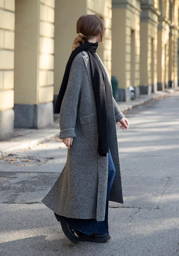 Rose & Lini BOBOUTIC WOOL & CASHMERE “4758” BLACK & CREAM COAT Fornitura limitata