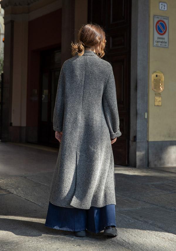 Rose & Lini BOBOUTIC WOOL & CASHMERE “4758” BLACK & CREAM COAT Fornitura limitata
