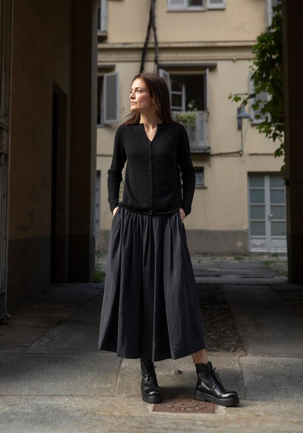 Rose & Lini APUNTOB SILK “SKIRT 1883” BLACK Cyber Monday