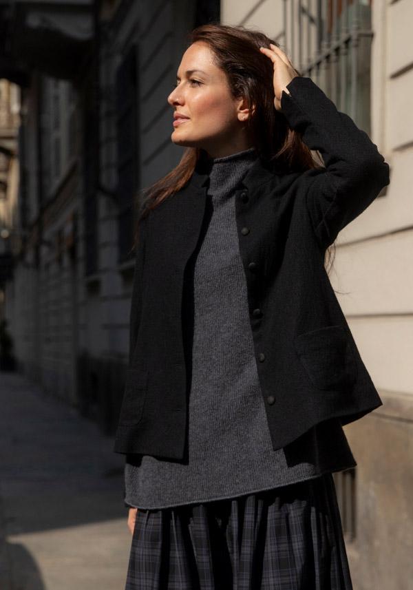 Rose & Lini APUNTOB VIRGIN WOOL “JACKET 1878” BLACK Offerta per la Festa della Mamma