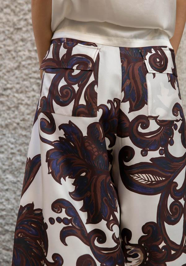 Rose & Lini CO.GO SILK BROWN & WHITE “PANTS VP241” FLORAL Offerta migliore