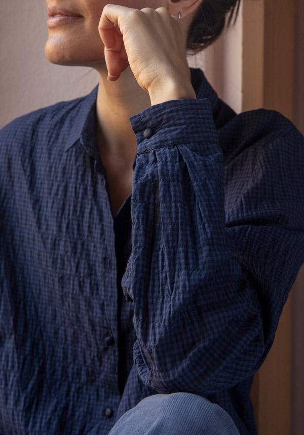 Rose & Lini APUNTOB COTTON “SHIRT 1895” NIGHT BLUE Ritorno libero