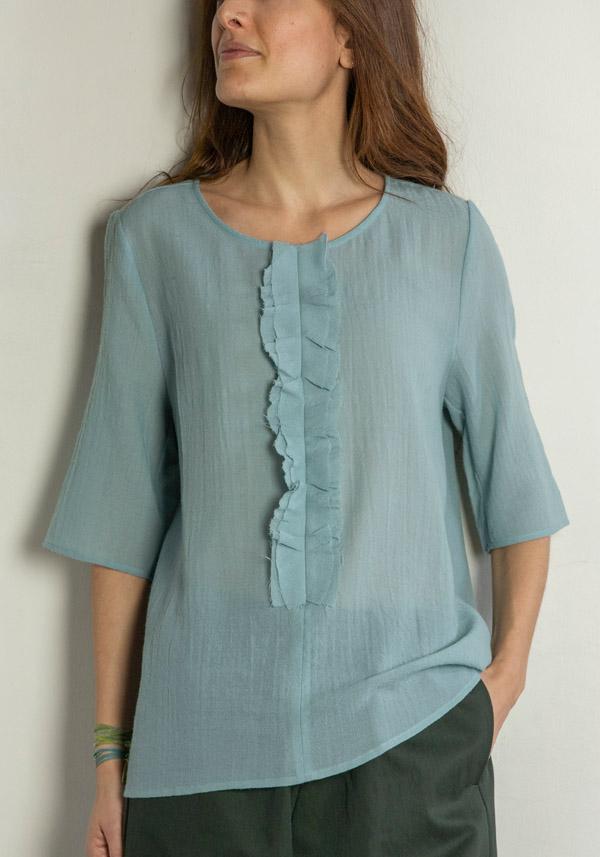Rose & Lini APUNTOB WOOL “SHIRT 1845” SEA BLUE Rilascio limitato