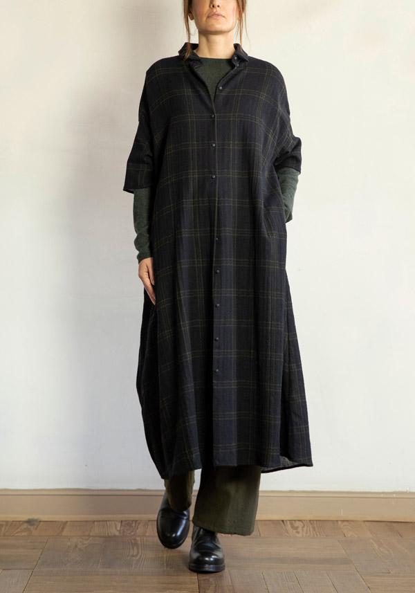 Rose & Lini APUNTOB WOOL CHECKED “DRESS 1813” BLUE Latest stili