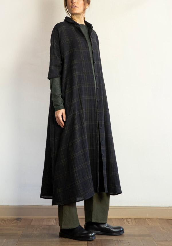 Rose & Lini APUNTOB WOOL CHECKED “DRESS 1813” BLUE Latest stili