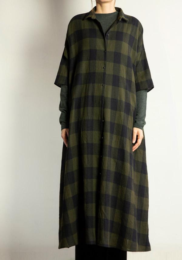 Rose & Lini APUNTOB WOOL CHECKED “DRESS 1813” MILITARY Ultimi due giorni