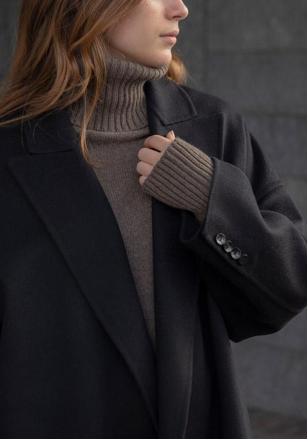 Rose & Lini N8 WOOL & CASHMERE “COAT 1100” BLACK Fino al 50% di sconto