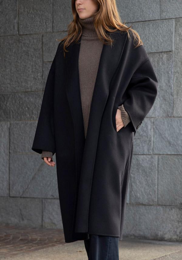Rose & Lini N8 WOOL & CASHMERE “COAT 1100” BLACK Fino al 50% di sconto
