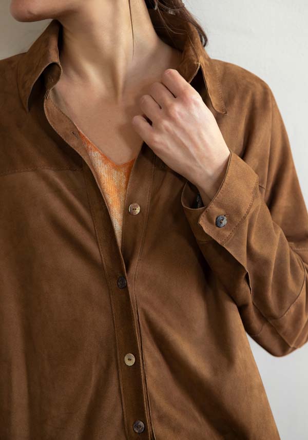 Rose & Lini GIORGIO BRATO SUEDE LEATHER “OVER SHIRT” RUM Trasporto libero internazionale