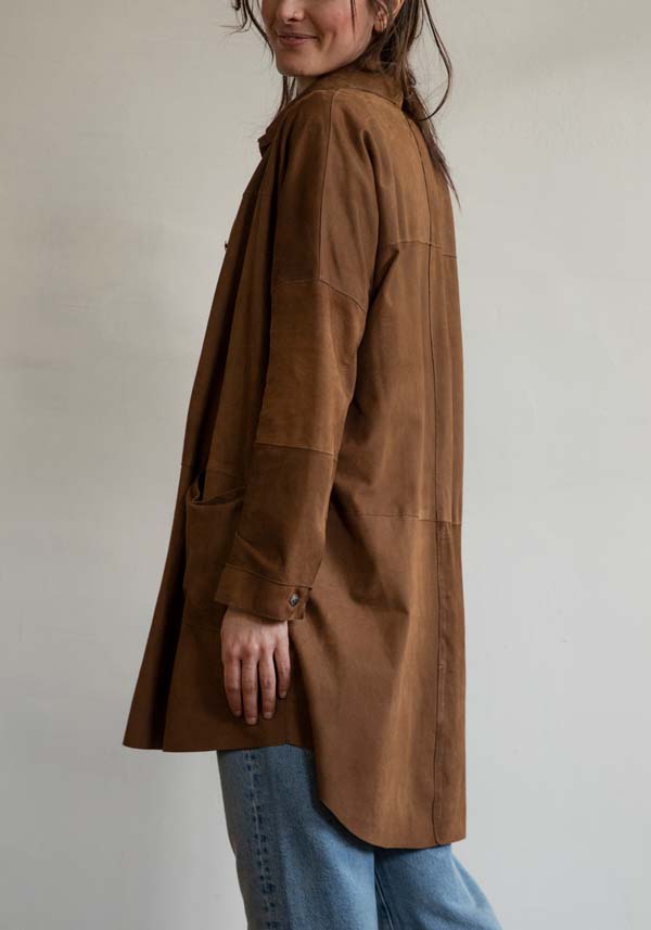 Rose & Lini GIORGIO BRATO SUEDE LEATHER “OVER SHIRT” RUM Trasporto libero internazionale