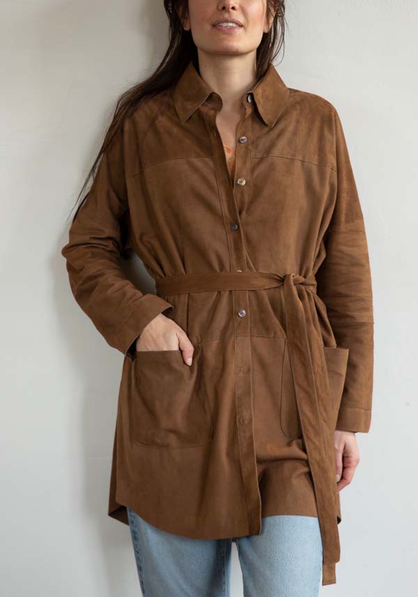 Rose & Lini GIORGIO BRATO SUEDE LEATHER “OVER SHIRT” RUM Trasporto libero internazionale