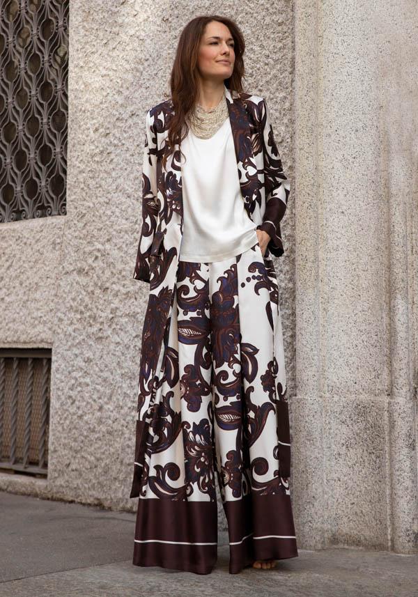 Rose & Lini CO.GO SILK BROWN & WHITE “COAT VG288” FLORAL Officina