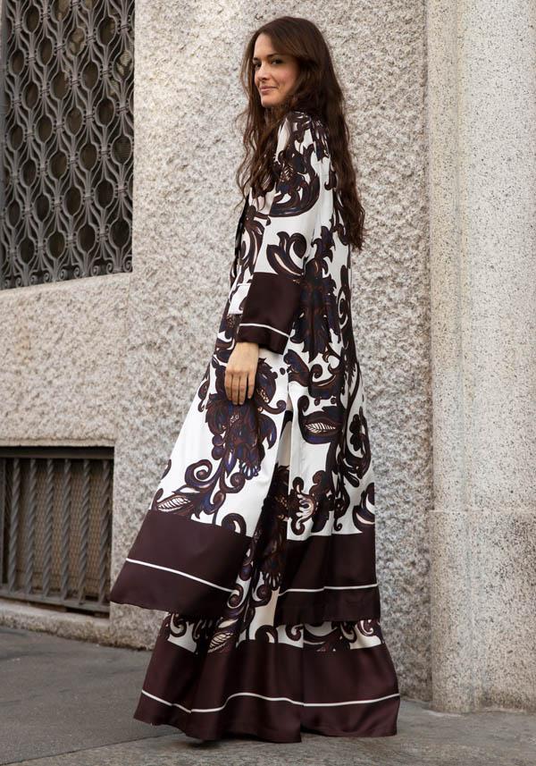 Rose & Lini CO.GO SILK BROWN & WHITE “COAT VG288” FLORAL Officina