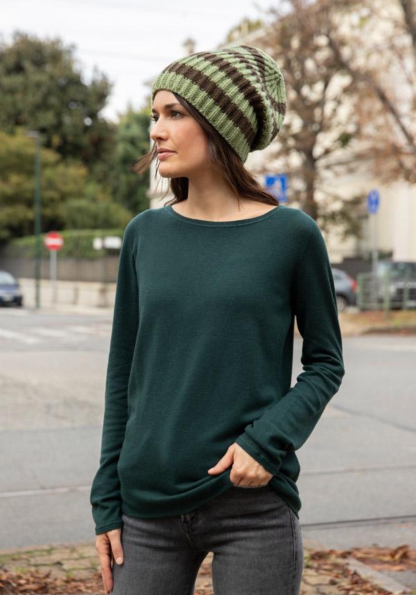 Rose & Lini MAJESTIC CASHMERE “COL BATEAU 607” FOREST GREEN SWEATER Duty-free