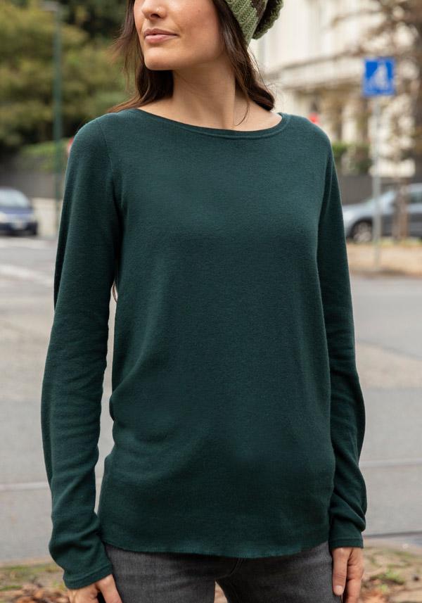 Rose & Lini MAJESTIC CASHMERE “COL BATEAU 607” FOREST GREEN SWEATER Duty-free