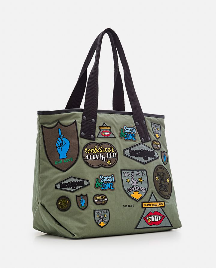 Biffi TOTE BAG CON PATCH ALLOVER SACAI X MARC GONZALES Pezzi Unici