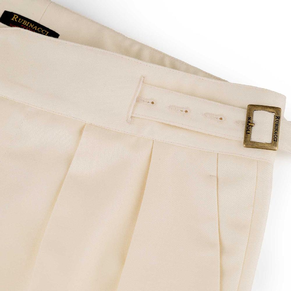 ﻿Rubinacci Vintage archive pantalone Manny in lana e cotone bianco Nuova