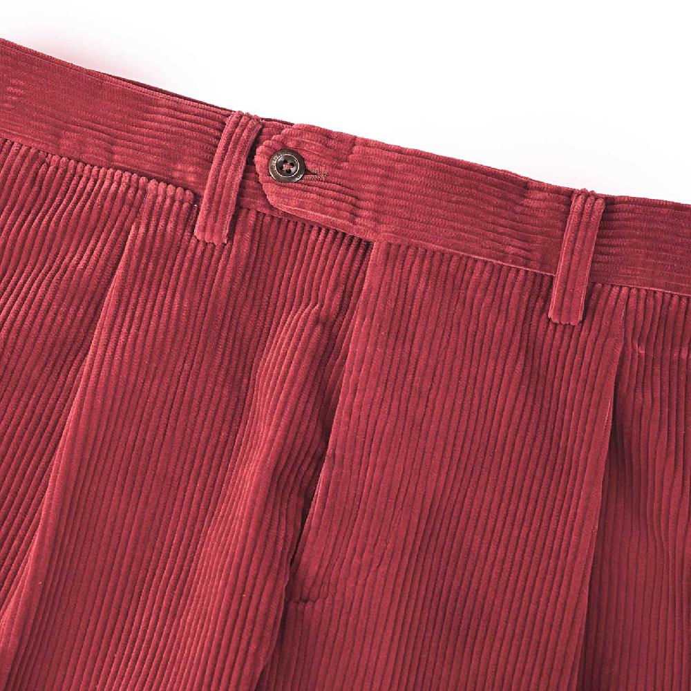 Rubinacci Vintage archive pantalone velluto a coste con pinces ciliegia Italy
