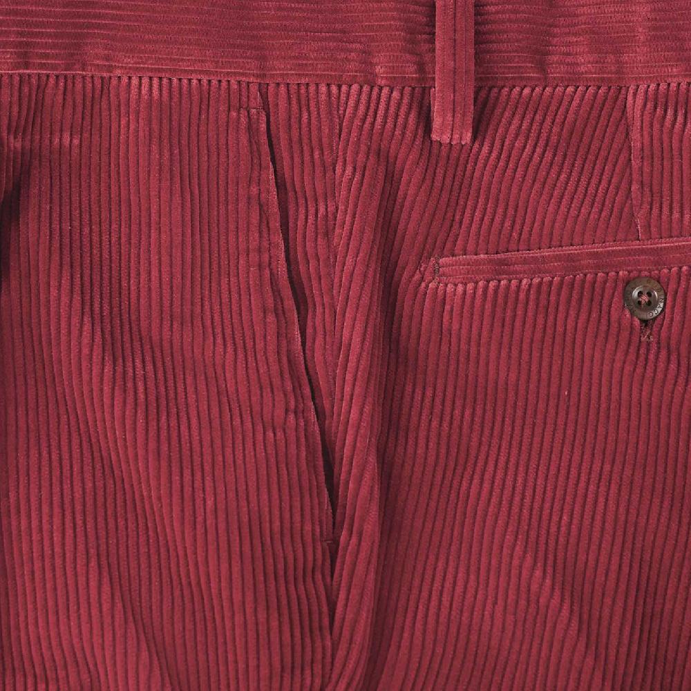 Rubinacci Vintage archive pantalone velluto a coste con pinces ciliegia Italy
