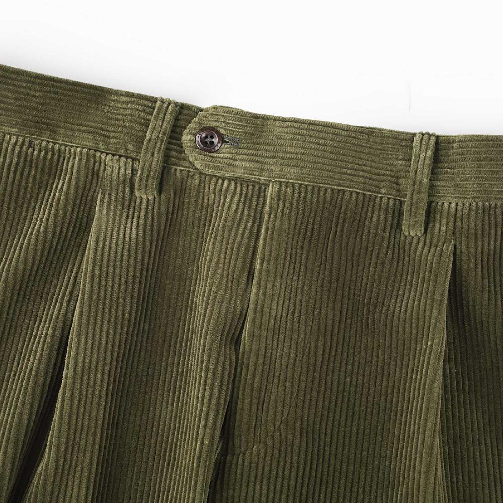 Rubinacci Vintage archive pantalone velluto a coste con pinces verde Nuovo