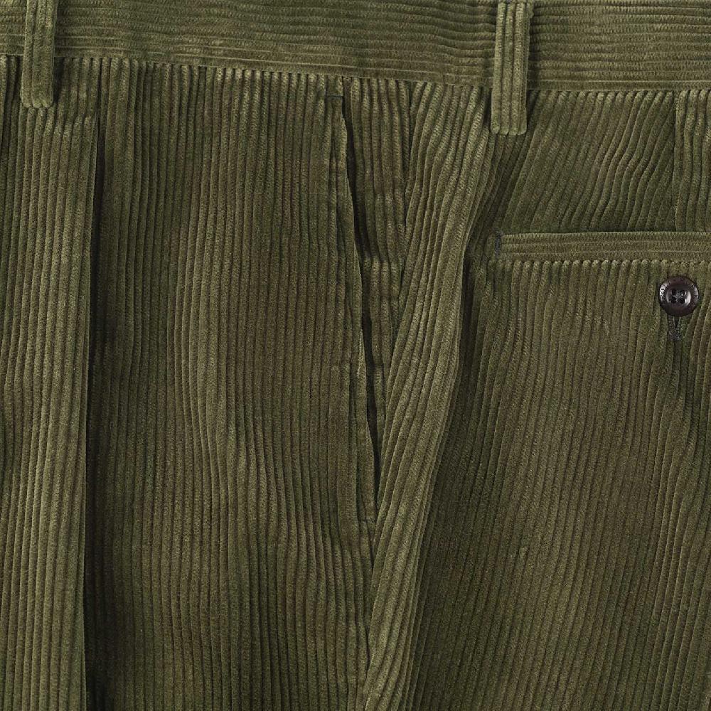 Rubinacci Vintage archive pantalone velluto a coste con pinces verde Nuovo