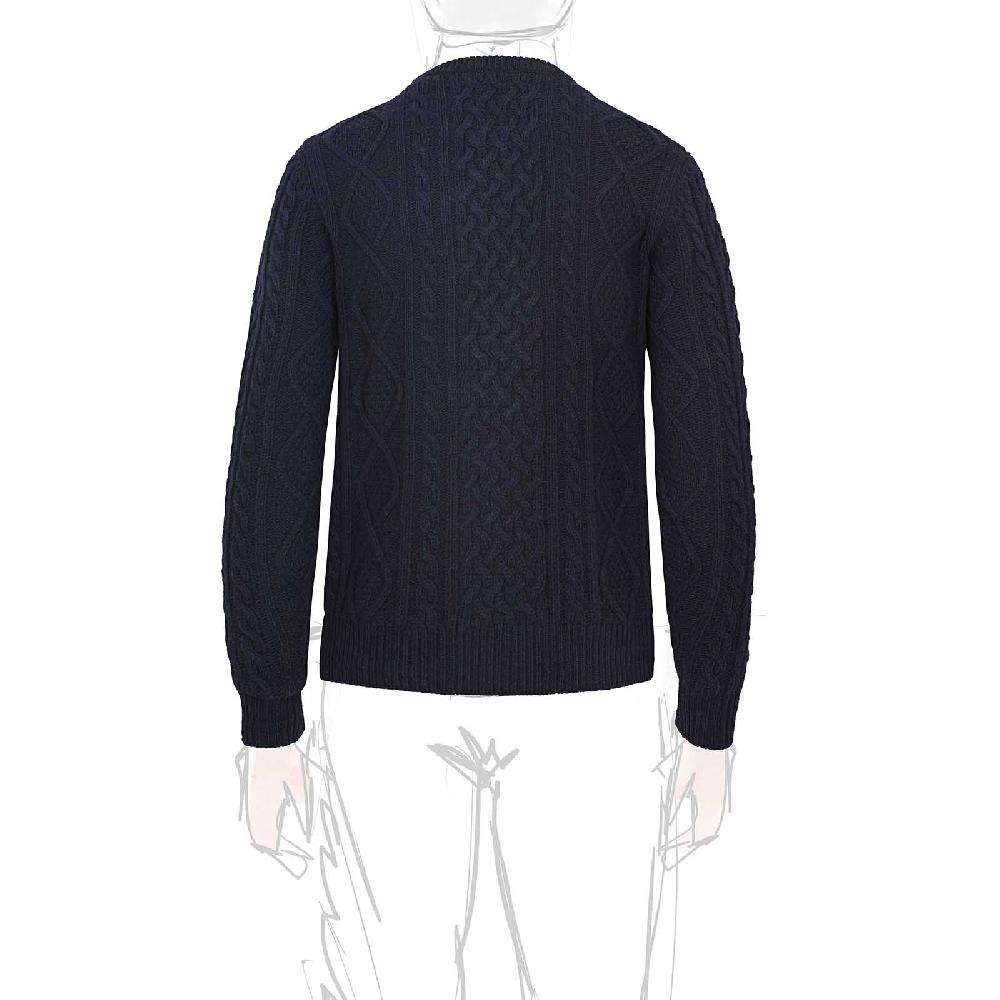 Rubinacci Vintage archive girocollo con trecce in lana blu Qualità Garantita