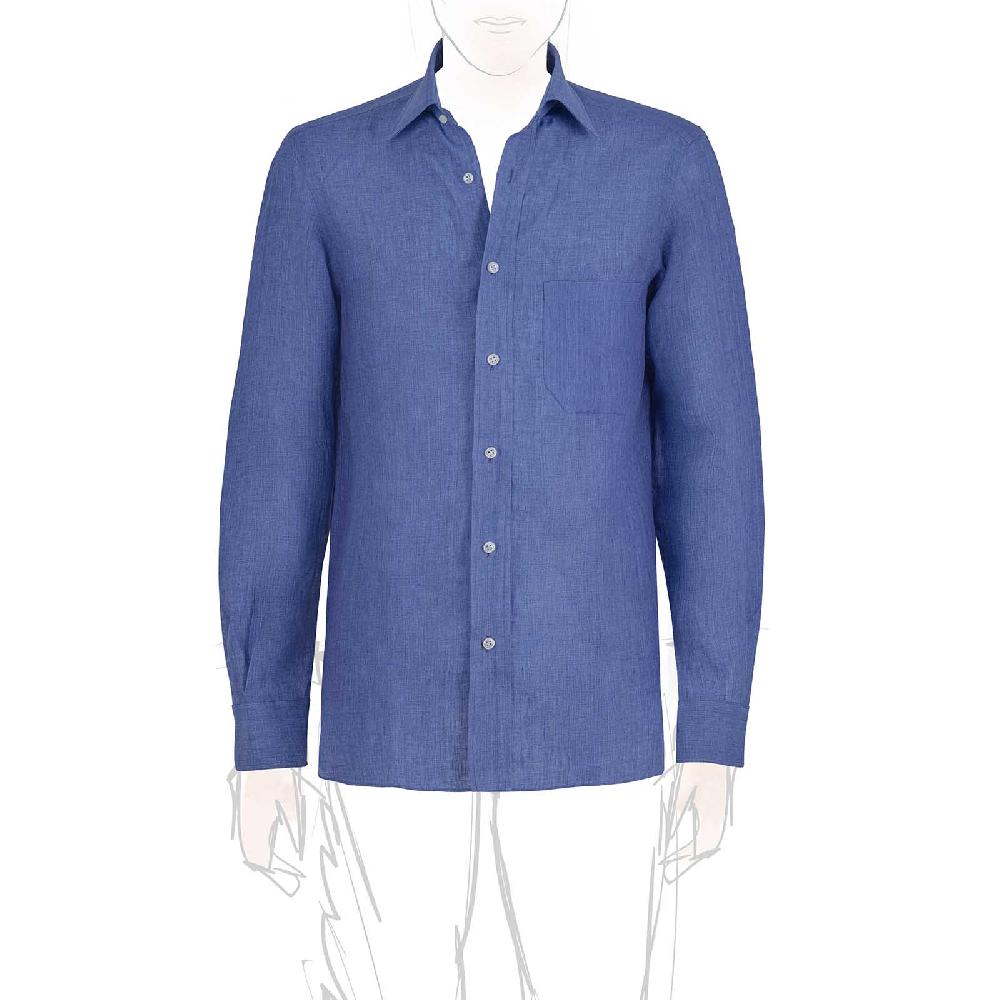 Rubinacci Vintage archive camicia in lino blu Consegna Veloce