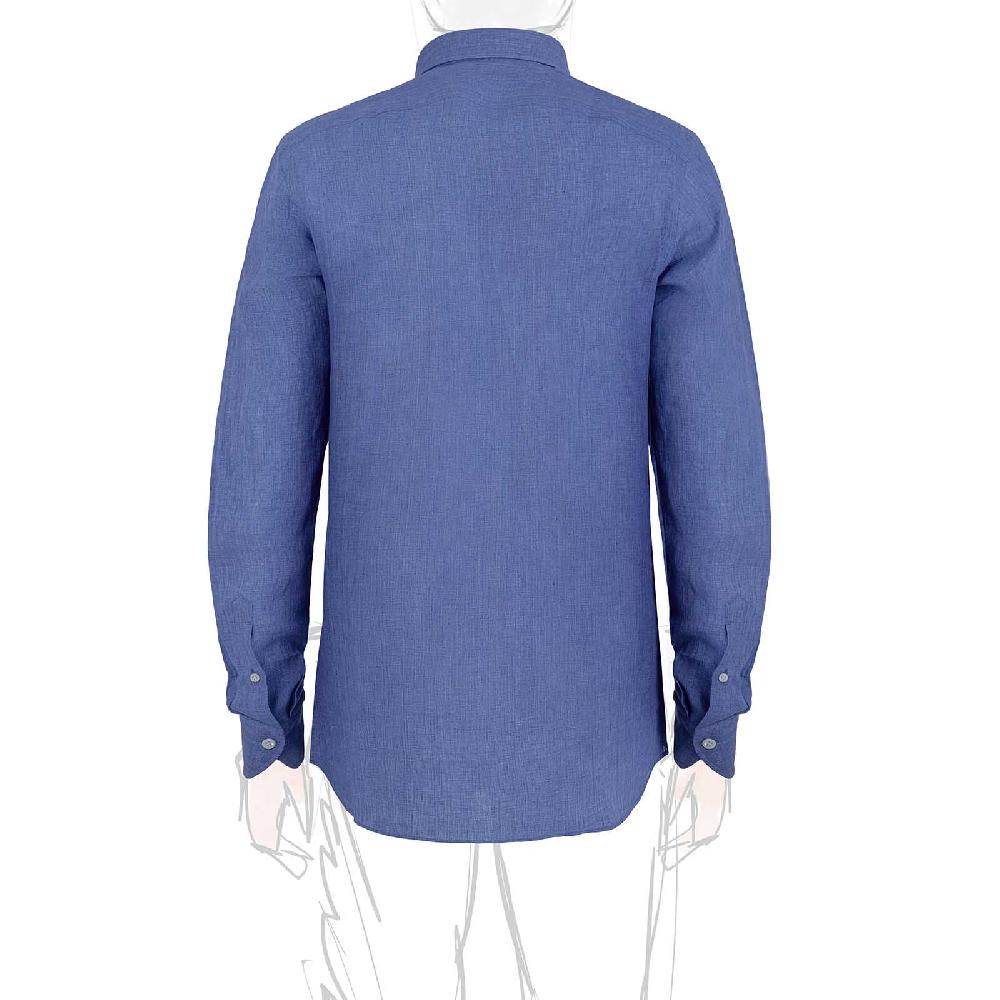 Rubinacci Vintage archive camicia in lino blu Consegna Veloce