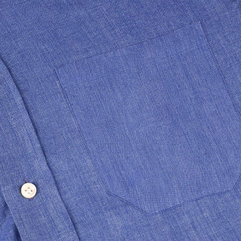 Rubinacci Vintage archive camicia in lino blu Consegna Veloce
