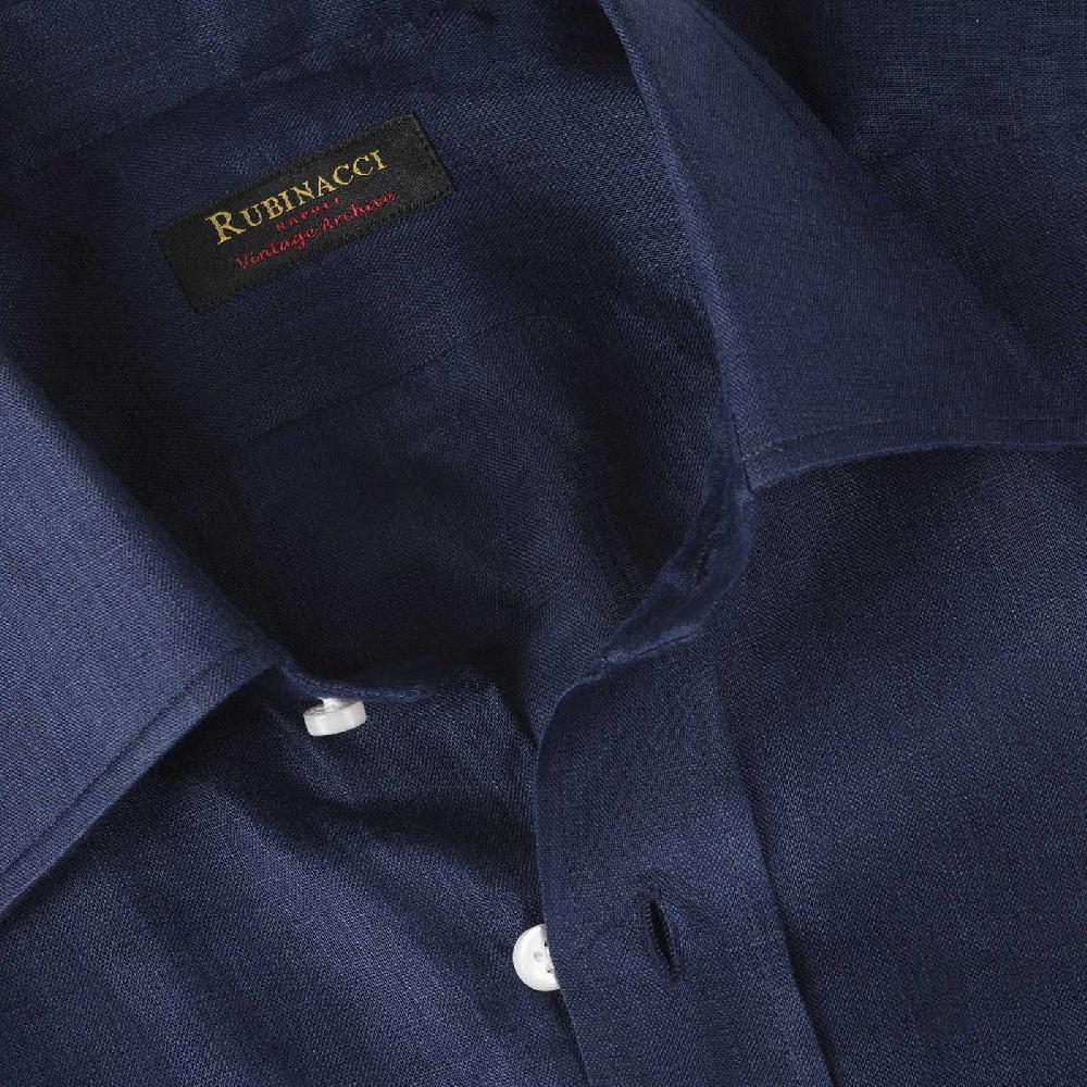 Rubinacci Vintage archive camicia in lino blu Convenienza